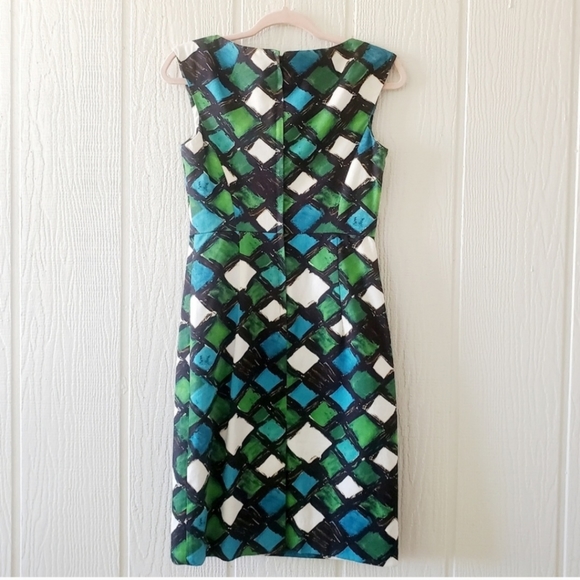 Milly of New York Geometric Block Sleeveless Pencil Sheath Dress sz 4 - Picture 4 of 10